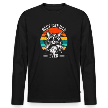 Meilleur papa chat jamais Maine Coon rétro Katze Wilsigns - T-shirt manches longues Premium bio Homme - noir - Devant - Nico (187cm)