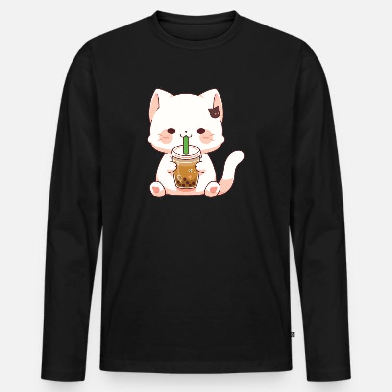 Süße Katze #2 - Männer Premium Bio Langarmshirt - Schwarz