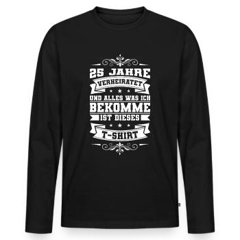 Mariage d’argent Mariage 25 ans - T-shirt manches longues Premium bio Homme - noir - Devant - Nico (187cm)