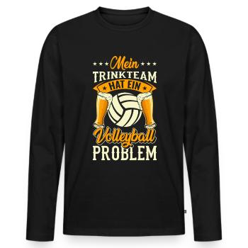 Beachvolleyball mein Trinkteam hat ein Volleyball - Männer Premium Bio Langarmshirt - Schwarz - Vorne - Nico (187cm)