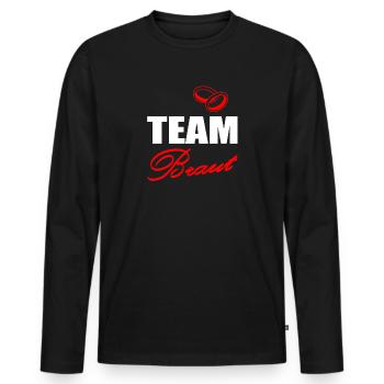 JGA - Männer Premium Bio Langarmshirt - Schwarz - Vorne - Nico (187cm)