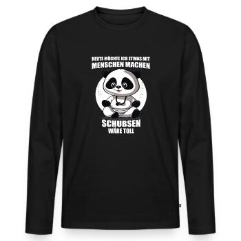 Gerne was mit Menschen machen schubsen wäre toll - Männer Premium Bio Langarmshirt - Schwarz - Vorne - Nico (187cm)