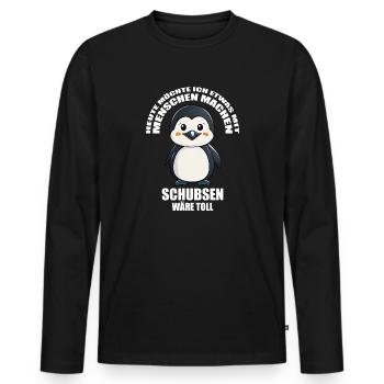 Gerne was mit Menschen machen schubsen wäre toll - Männer Premium Bio Langarmshirt - Schwarz - Vorne - Nico (187cm)