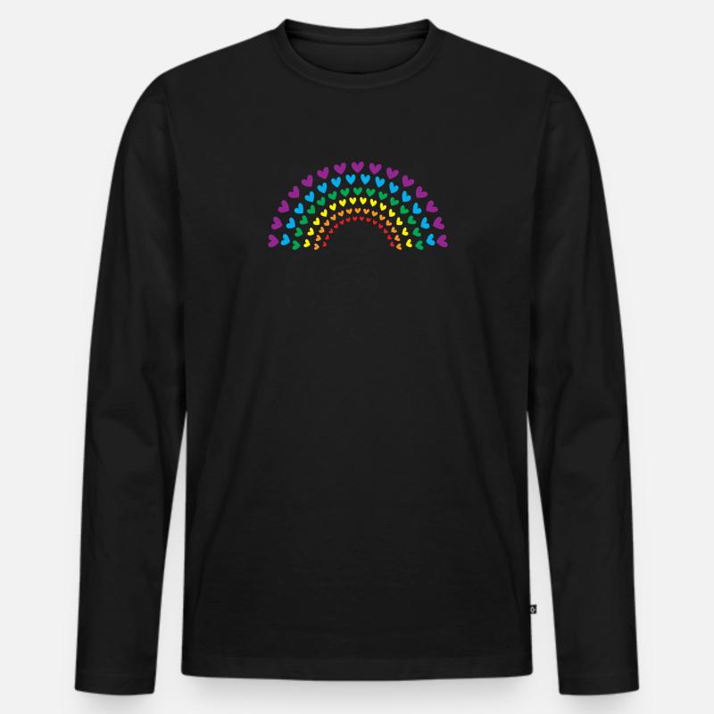 Regenbogen der Herzen - Männer Premium Bio Langarmshirt - Schwarz
