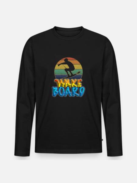 Wakeboard, Wakeboarder - Männer Premium Bio Langarmshirt - Schwarz