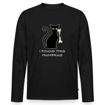 Ich habe diesen Humerus gefunden | Katze, Knochen - Männer Premium Bio Langarmshirt - Schwarz - Vorne - Nico (187cm)
