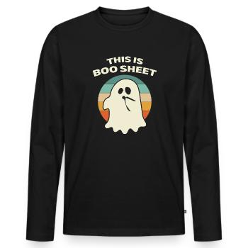 C’est Boo Sheet Ghost Retro Halloween - T-shirt manches longues Premium bio Homme - noir - Devant - Nico (187cm)