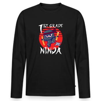 1st Grade Ninja School Beginner First Grader - Männer Premium Bio Langarmshirt - Schwarz - Vorne - Nico (187cm)