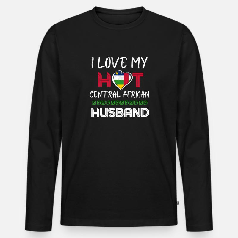 Funny Central African Husband - Männer Premium Bio Langarmshirt - Schwarz