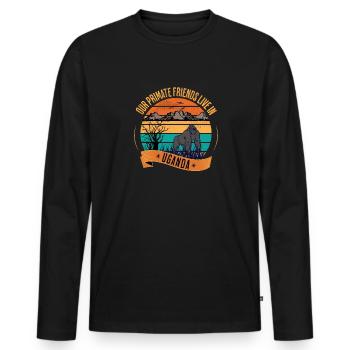 Uganda Gorilla Our Primate Friends - Men's Premium Organic Long Sleeve Shirt - black - Front - Nico (187cm)