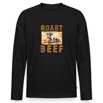 Roast Beef Cow Holiday Beach Sunbathing Roast Beef - Men's Premium Organic Long Sleeve Shirt - black - Front - Nico (187cm)