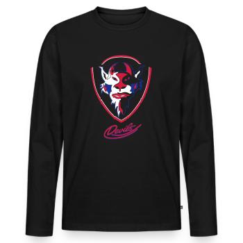 Sehnde Devils Logo mit Devils Script - Männer Premium Bio Langarmshirt - Schwarz - Vorne - Nico (187cm)