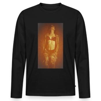 Delila 000074 2 - Männer Premium Bio Langarmshirt - Schwarz - Vorne - Nico (187cm)