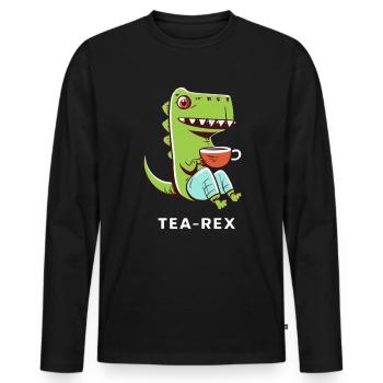 Tea-Rex - Dino Tea Lover Design - Men's Premium Organic Long Sleeve Shirt - black - Front - Nico (187cm)