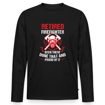 Retirement Fire Fighter Done That Proud Retiree - Men's Premium Organic Long Sleeve Shirt - black - Front - Nico (187cm)