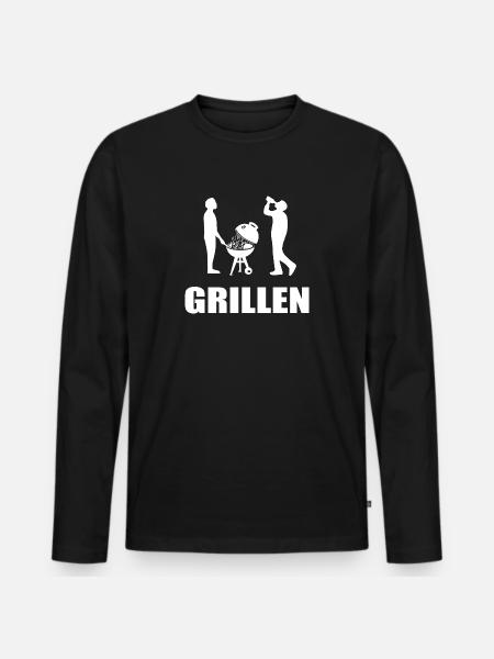 BBQ - Männer Premium Bio Langarmshirt - Schwarz