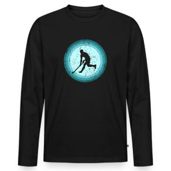 Joueur de hockey sur gazon Joueur de hockey Rétro Hockey - T-shirt manches longues Premium bio Homme - noir - Devant - Nico (187cm)