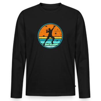 Klettern Boulder Bergsteiger Kletterer Bouldern - Männer Premium Bio Langarmshirt - Schwarz - Vorne - Nico (187cm)
