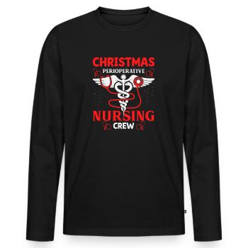Christmas Nursing Crew Outfit - Men's Premium Organic Long Sleeve Shirt - black - Front - Nico (187cm)