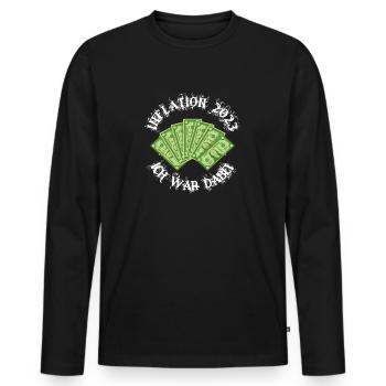 Inflation 2023 Ich war dabei Outfit - Männer Premium Bio Langarmshirt - Schwarz - Vorne - Nico (187cm)