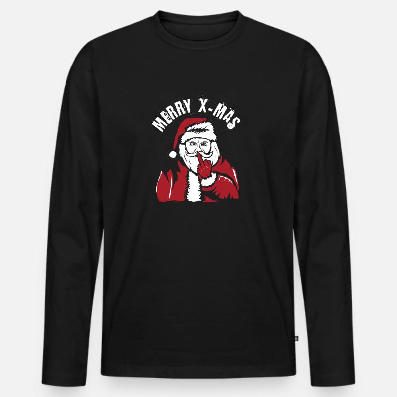 X-Mas Santa - Männer Premium Bio Langarmshirt - Schwarz