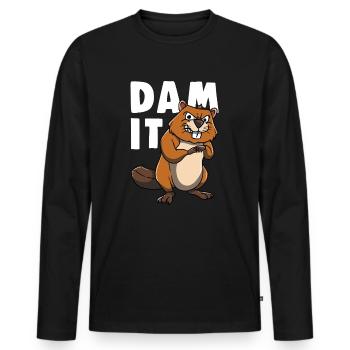 Cheeky beaver saying for beaver lovers - Men's Premium Organic Long Sleeve Shirt - black - Front - Nico (187cm)