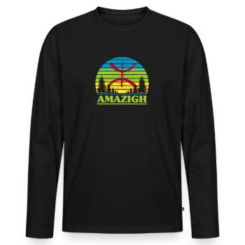 Amazigh - Männer Premium Bio Langarmshirt - Schwarz - Vorne - Nico (187cm)