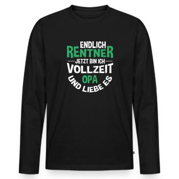 Geschenk für Opa | Jetzt bin ich Vollzeit Opa - Männer Premium Bio Langarmshirt - Schwarz - Vorne - Nico (187cm)