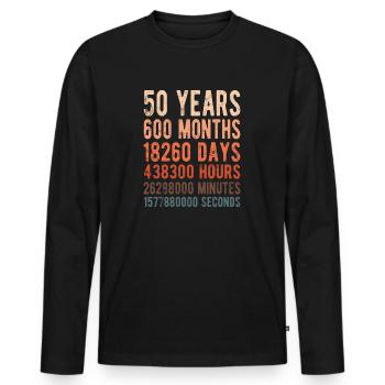 50th birthday - 50 years wedding anniversary - Men's Premium Organic Long Sleeve Shirt - black - Front - Nico (187cm)