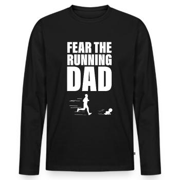 Fear the running dad. " Dad and Baby Fun " - Men's Premium Organic Long Sleeve Shirt - black - Front - Nico (187cm)