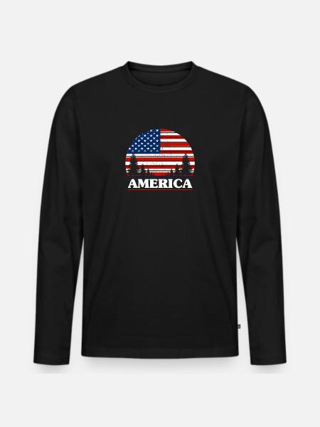 Etats-Unis - T-shirt manches longues Premium bio Homme - noir