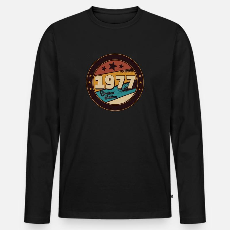 1977 - Männer Premium Bio Langarmshirt - Schwarz