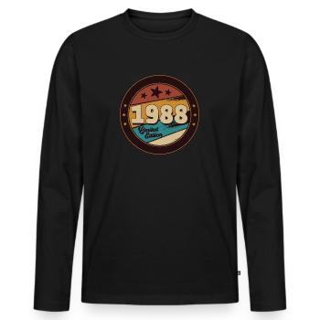 1988 - T-shirt manches longues Premium bio Homme - noir - Devant - Nico (187cm)