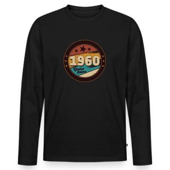 1960 - Men's Premium Organic Long Sleeve Shirt - black - Front - Nico (187cm)