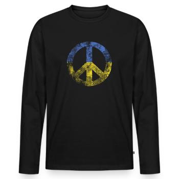 Peace sign Ukraine Stand for Ukraine Geschenk - Männer Premium Bio Langarmshirt - Schwarz - Vorne - Nico (187cm)