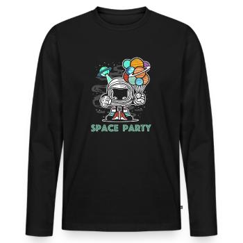 Weltraum Party | lustige Bilder, Luftballon - Männer Premium Bio Langarmshirt - Schwarz - Vorne - Nico (187cm)