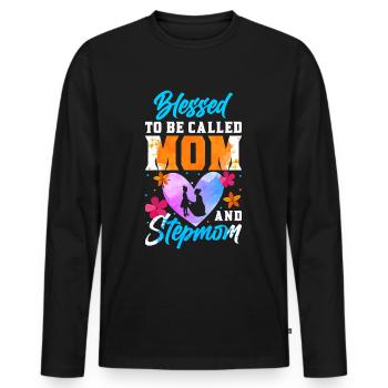 Fête des belles-mères Belle-mère Mère - T-shirt manches longues Premium bio Homme - noir - Devant - Nico (187cm)