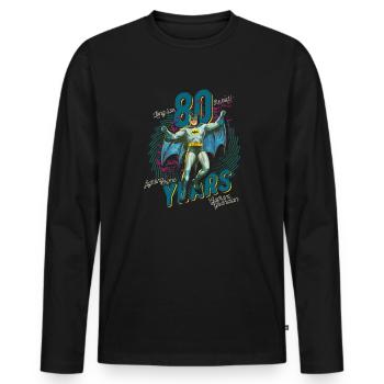 Batman 80 Years Vintage Retro - Men's Premium Organic Long Sleeve Shirt - black - Front - Nico (187cm)