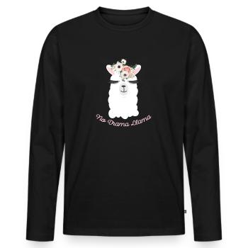 No Drama Llama - Men's Premium Organic Long Sleeve Shirt - black - Front - Nico (187cm)