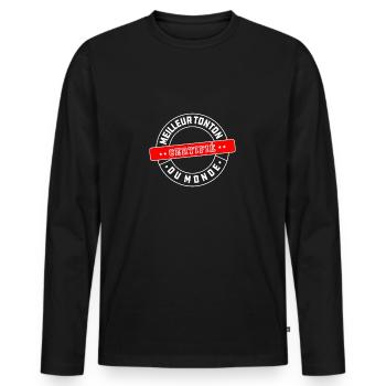 certified best uncle in the world - Men's Premium Organic Long Sleeve Shirt - black - Front - Nico (187cm)