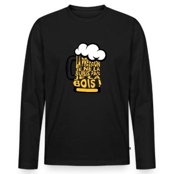 La pression je ne la subis pas je la bois - T-shirt manches longues Premium bio Homme - noir - Devant - Nico (187cm)