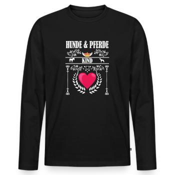 Hund Pferd Kind Hunde und Pferde Liebhaber Reiten - Männer Premium Bio Langarmshirt - Schwarz - Vorne - Nico (187cm)