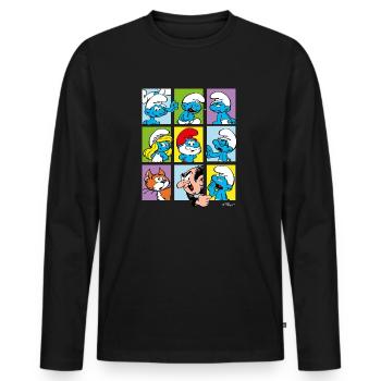 The Smurfs Gift Tiles - Men's Premium Organic Long Sleeve Shirt - black - Front - Nico (187cm)
