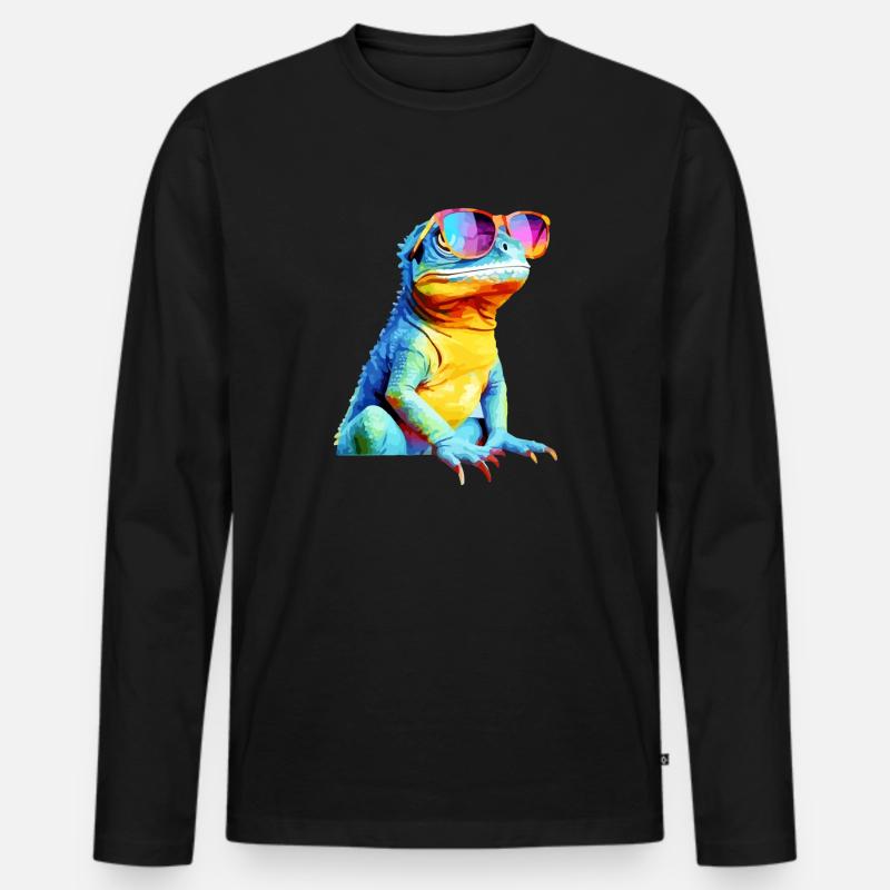 Hacko, die Brilleneidechse - Männer Premium Bio Langarmshirt - Schwarz