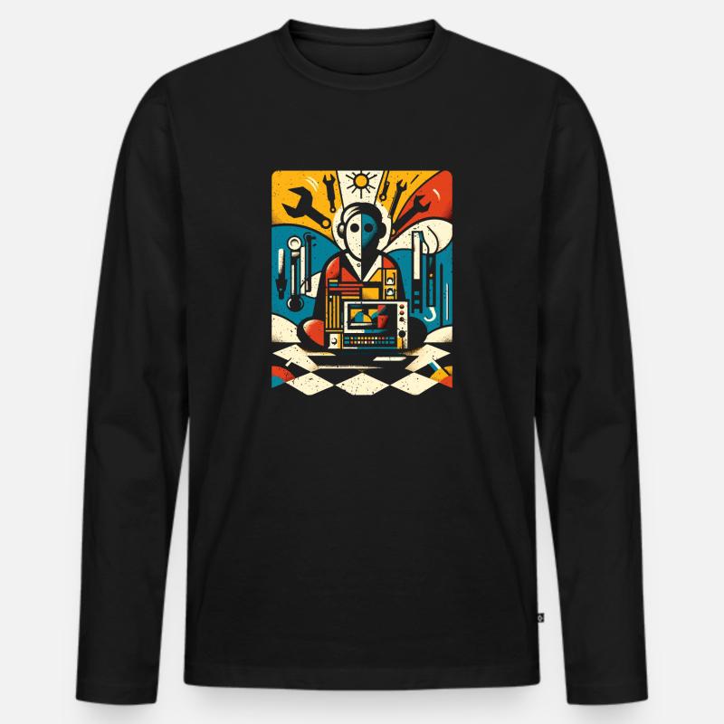 Cooles Techniker Kunst Geschenk - Männer Premium Bio Langarmshirt - Schwarz
