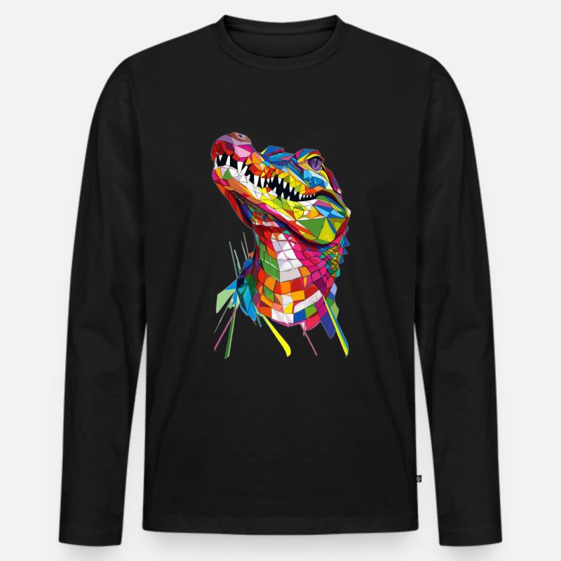 Krokodil - Männer Premium Bio Langarmshirt - Schwarz