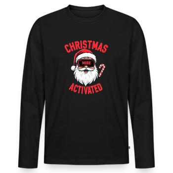 Christmas Mode Activated - Weihnachten - Männer Premium Bio Langarmshirt - Schwarz - Vorne - Nico (187cm)