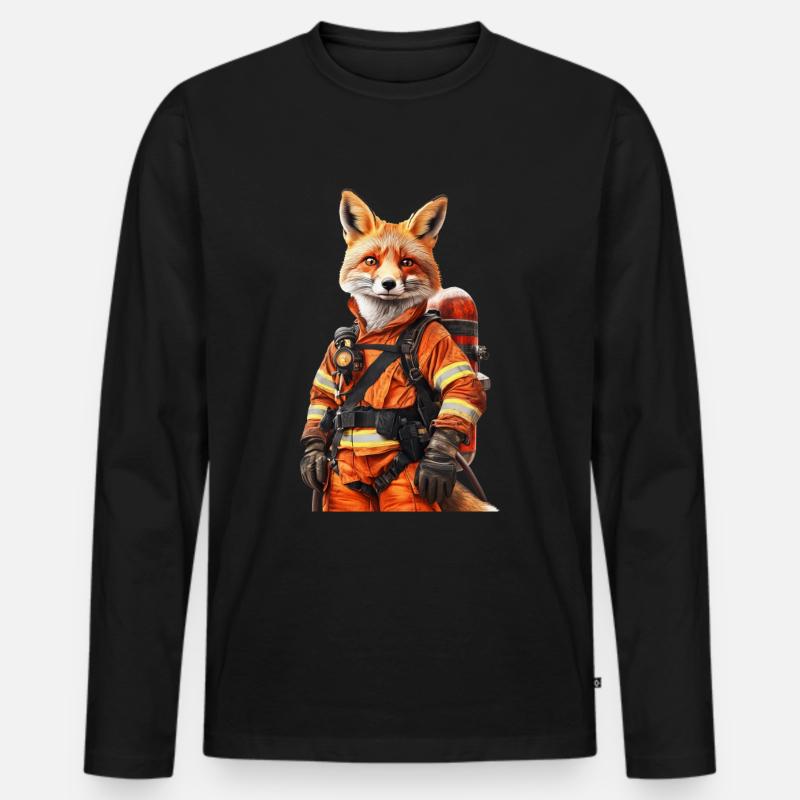 Fuchs - Männer Premium Bio Langarmshirt - Schwarz