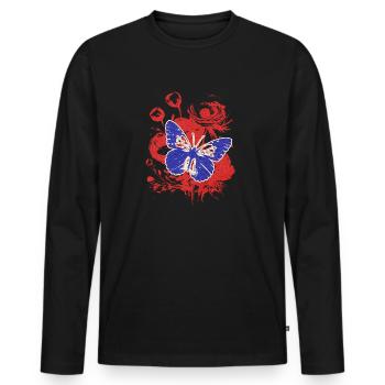 Papillon Vintage avec des Fleurs - T-shirt manches longues Premium bio Homme - noir - Devant - Nico (187cm)
