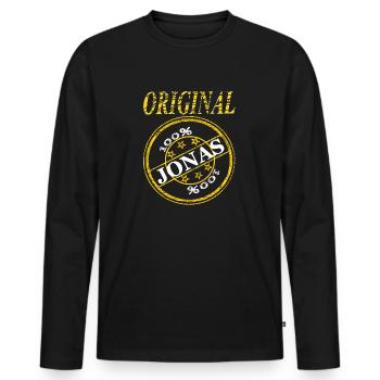 ich heiße Jonas ich bin Jonas schöner Vorname - Männer Premium Bio Langarmshirt - Schwarz - Vorne - Nico (187cm)